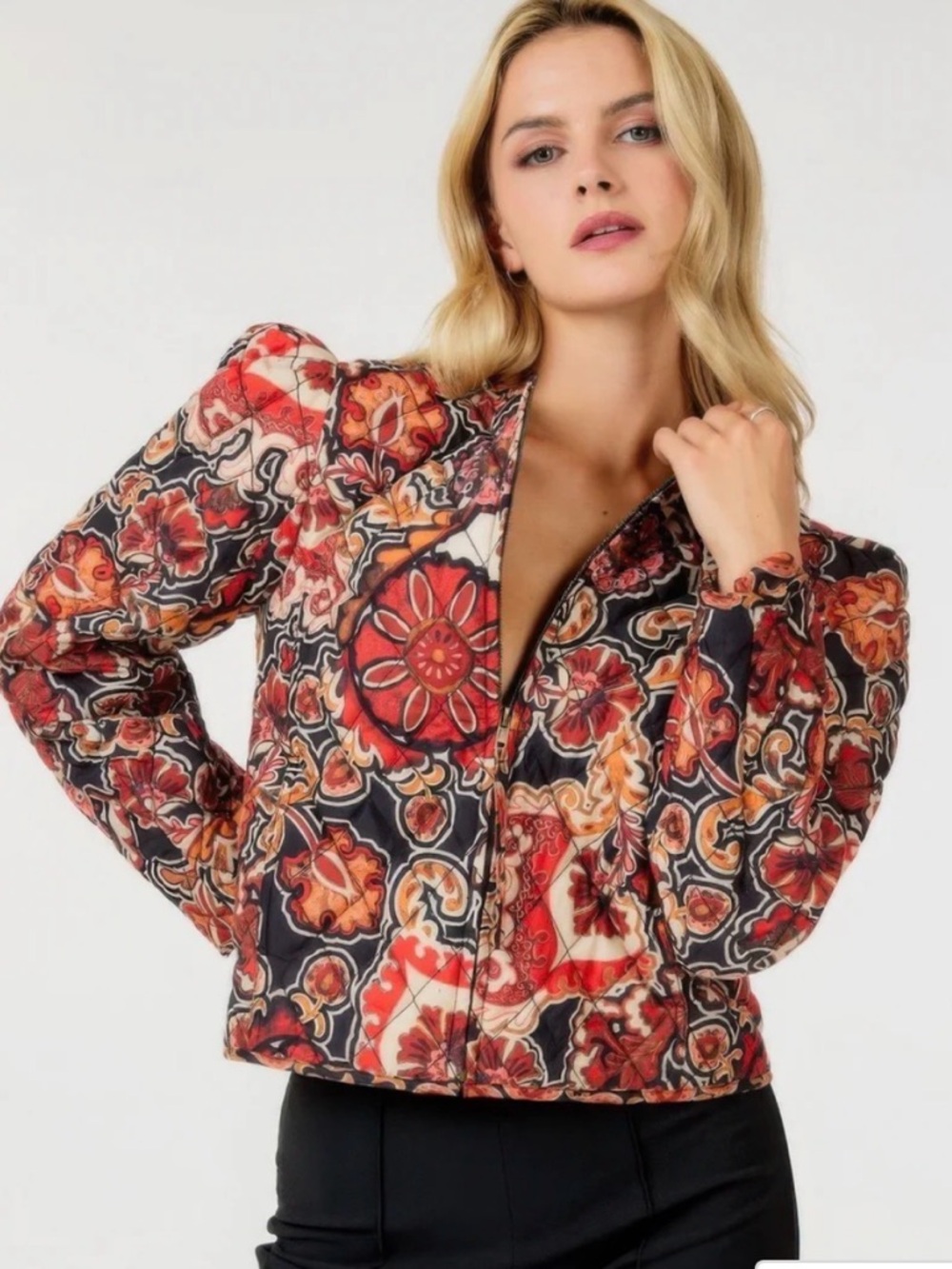 Floral Quilted Bomber Jacket